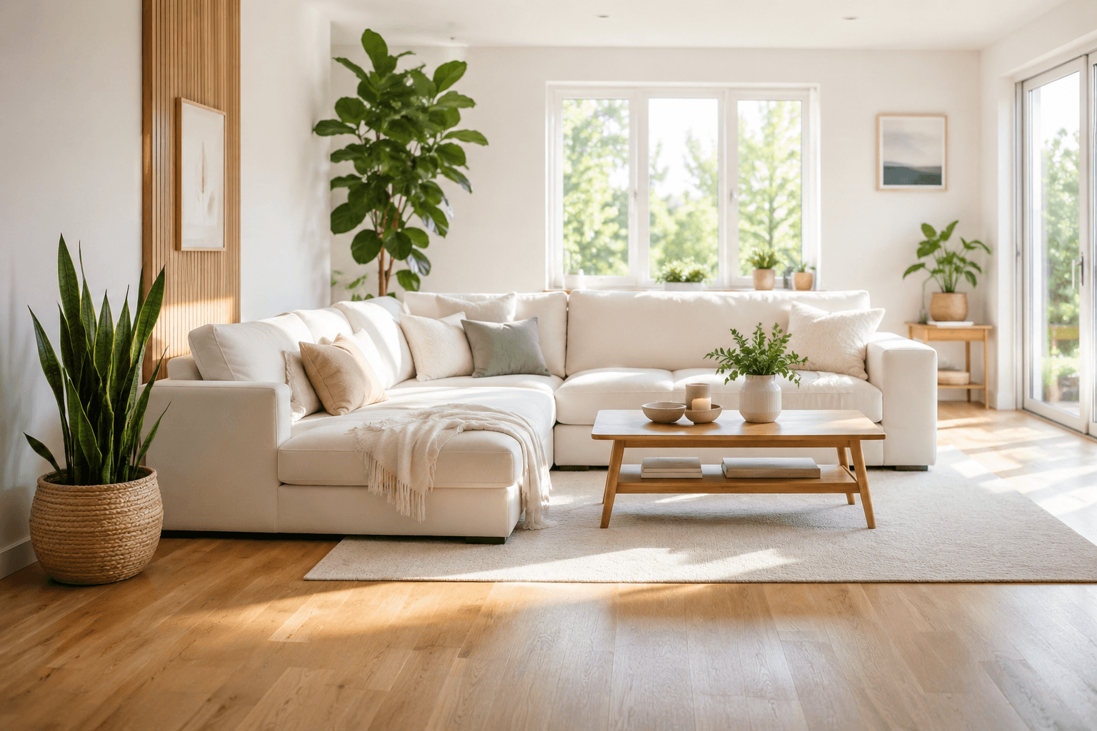 Clean, modern living room in a Northern Virginia home